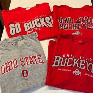 Set of 4 Adult L Ohio State Buckeye T-Shirt  - Red and Gray